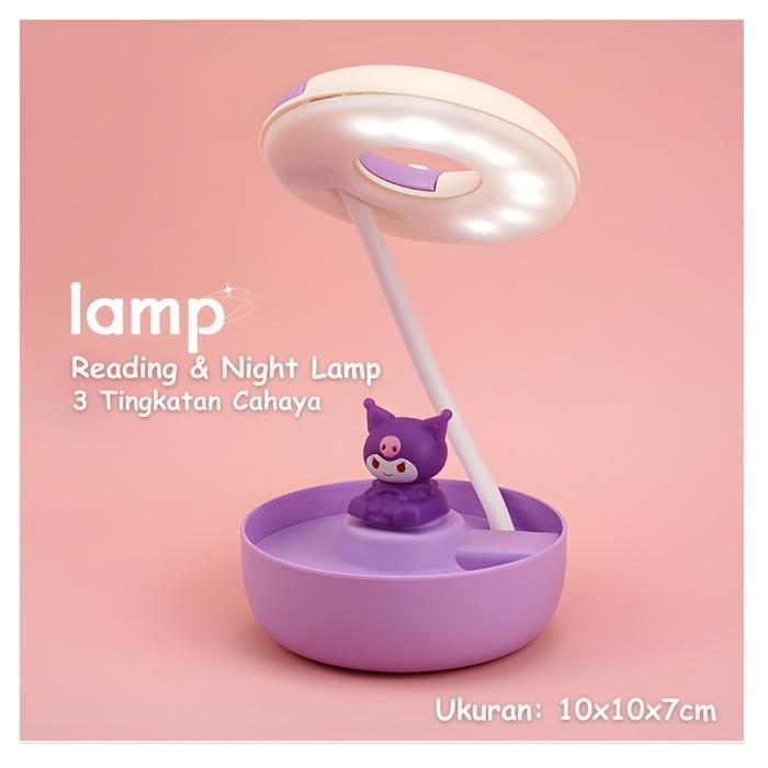 Rechargeable Sanrio Mini Lamp Lampu Meja Baca Belajar Tidur Kuromi LED Sanrio Cartoon Desk Lamp - Ku