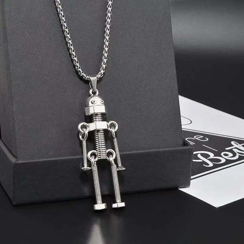 Screw robot kalung pria liontin hipster liontin wanita sweater panjang rantai aksesoris kalung anak