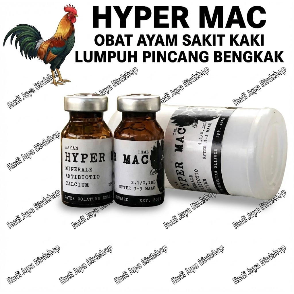 SEDIA HYPER MAC 10ML INJEKSI OBAT AYAM SAKIT KAKI BENGKAK LUMPUH PINCANG KAKI LUKA HABIS LAGA