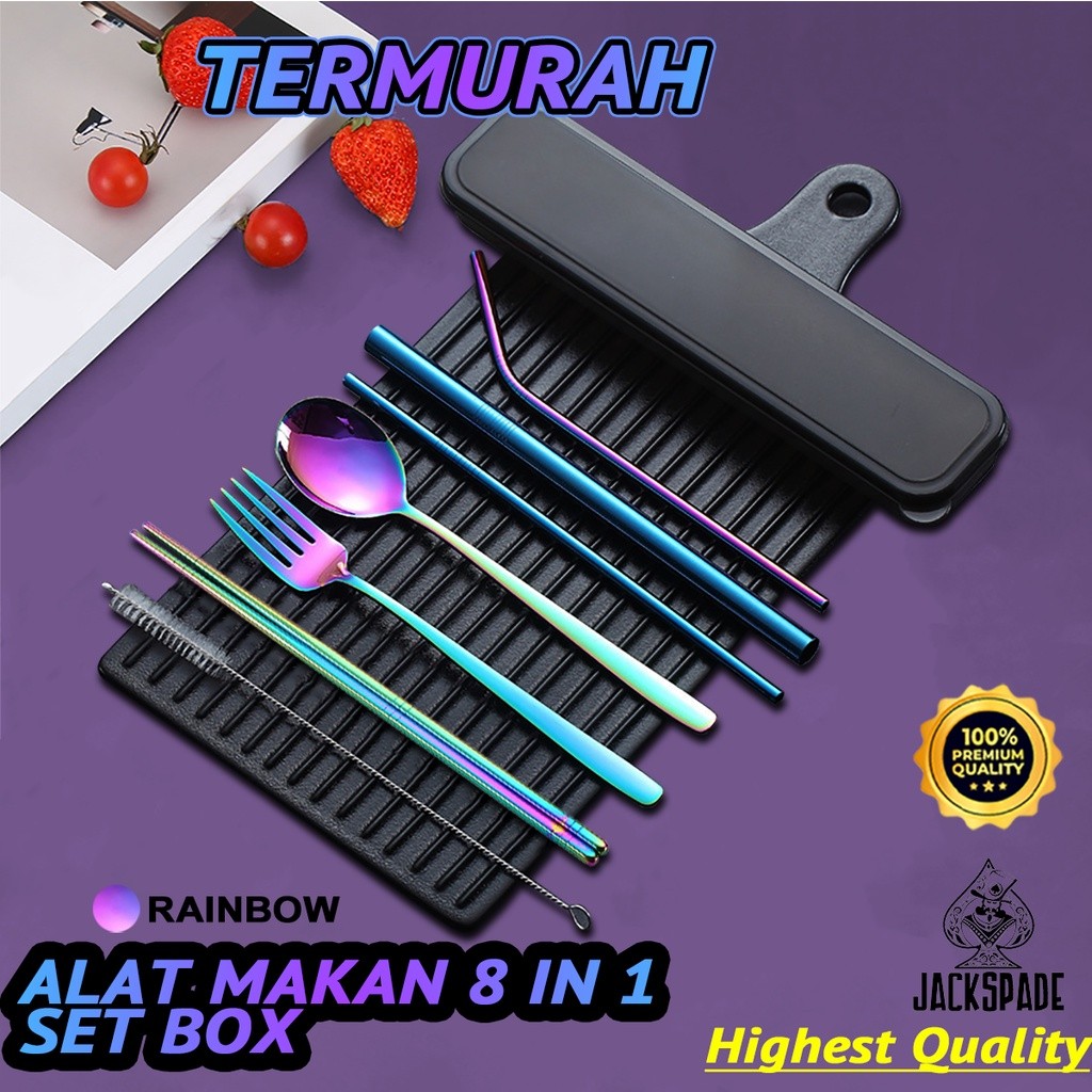 Star OFC - 8 in 1 Set Alat Makan  Stainless Steel Tebal - Sendok Set - Sendok Makan  Set Box