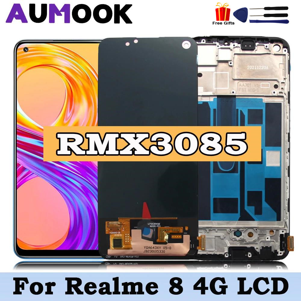 6.4" LCD AMOLED Screen For OPPO Realme 8 4G RMX3085 LCD splay For Realme 8 Tou Screen gitizer Assemb