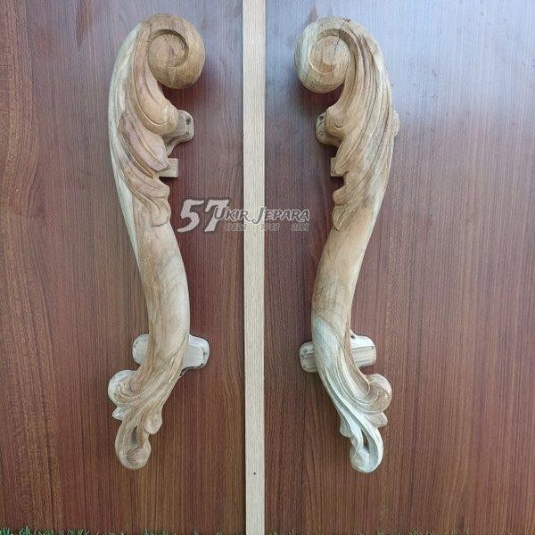 Gagang rumah - Tarikan pintu ukir jepara - Handle bahan kayu jati - Mentahan