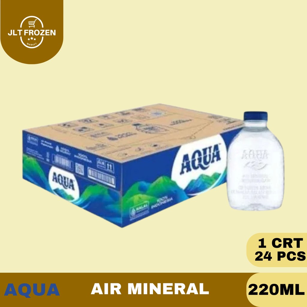 Aqua Air Mineral Botol Mini 220ml /1crt / 24 pcs / Aqua Kemasan Botol Mini