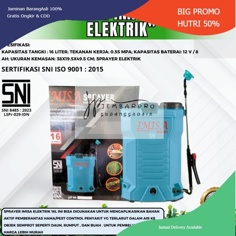 POMPA SPRAYER MSA-16 ELECTRIC 120psi BERGARANSI 1 TAHUN( GARANSI 1 BULAN SPRAYER ELEKTRIK 16 LITER )