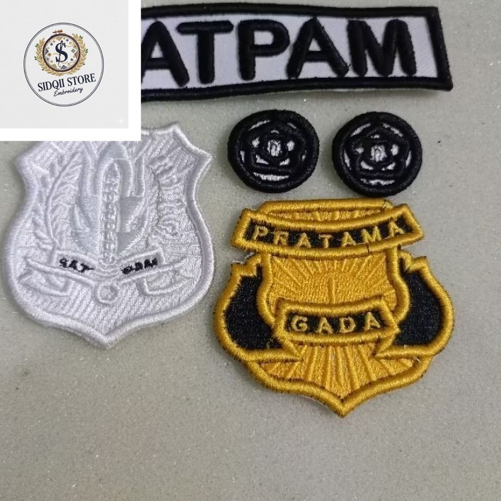 Bordir Satpam Set Tanpa Nama Kewenangan Gada Pratama Monogram Satpam Tag Satpam