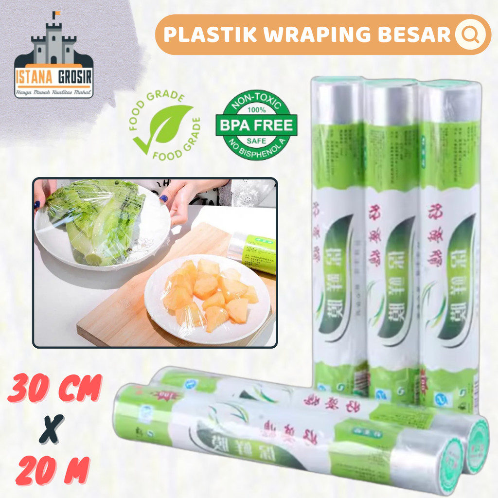 IG77 - PLASTIK WRAPPING MAKANAN 30 CM X 20 M ROLL / CLING WRAP PLASTIK WRAPING BESAR / PEMBUNGKUS MA