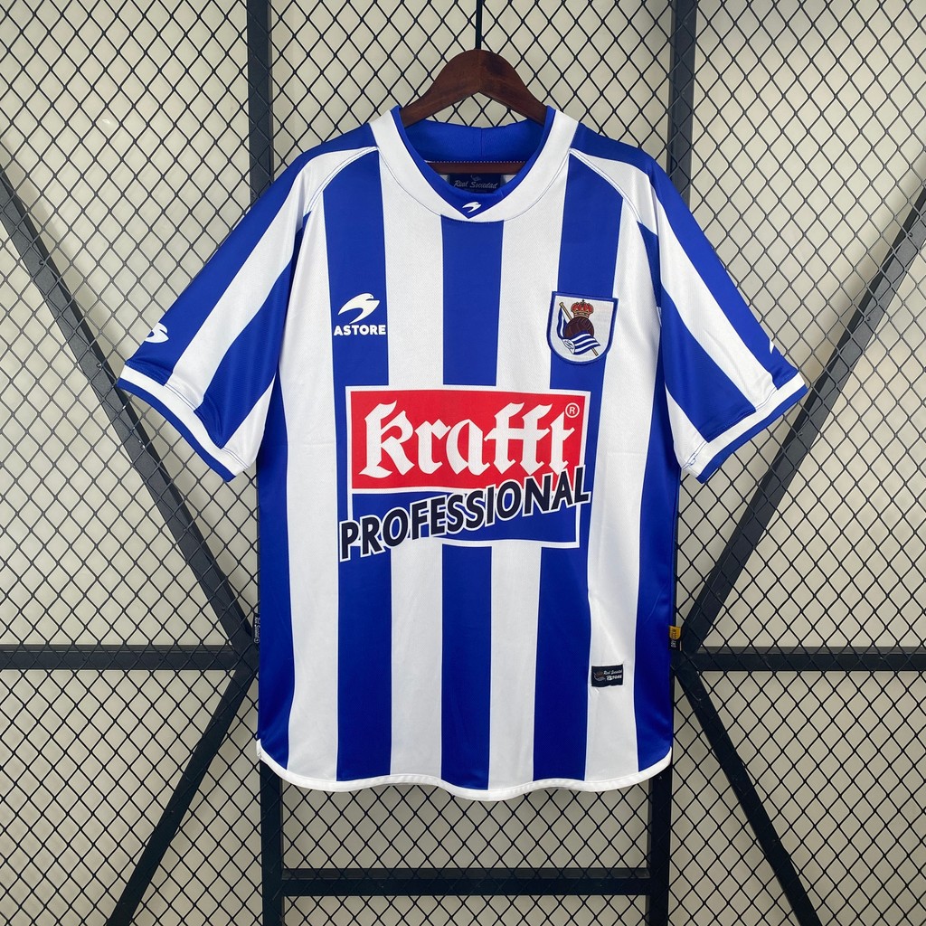 Jersey Retro Real Sociedad 02/03 Home A10 T shirt pria
