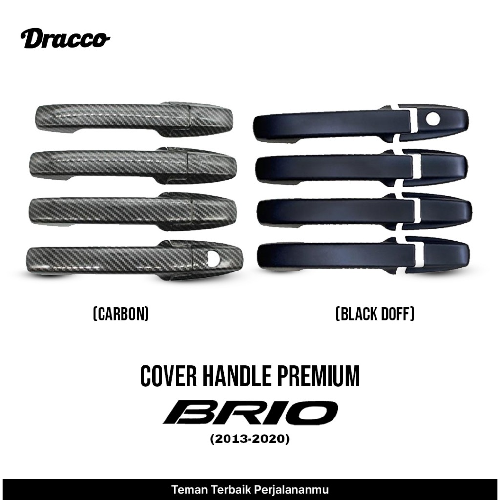 Cover Handle Premium Brio 2013-2020 Carbon & Black Doff Tutup Gagang Pintu Mobil Aksesoris Dracco