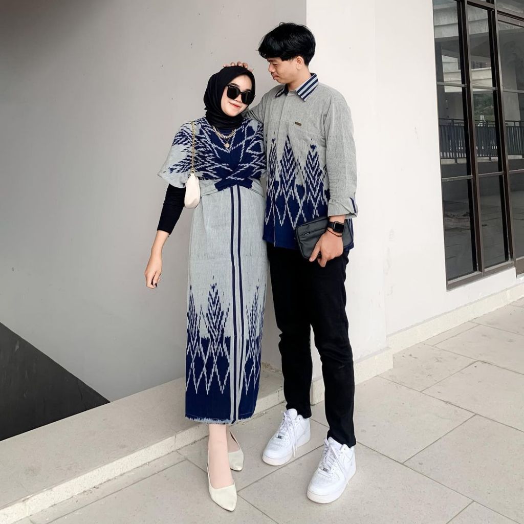 Couple Baju Tenun Raisa Grey Set Kondangan Set Keluarga Set Pasangan