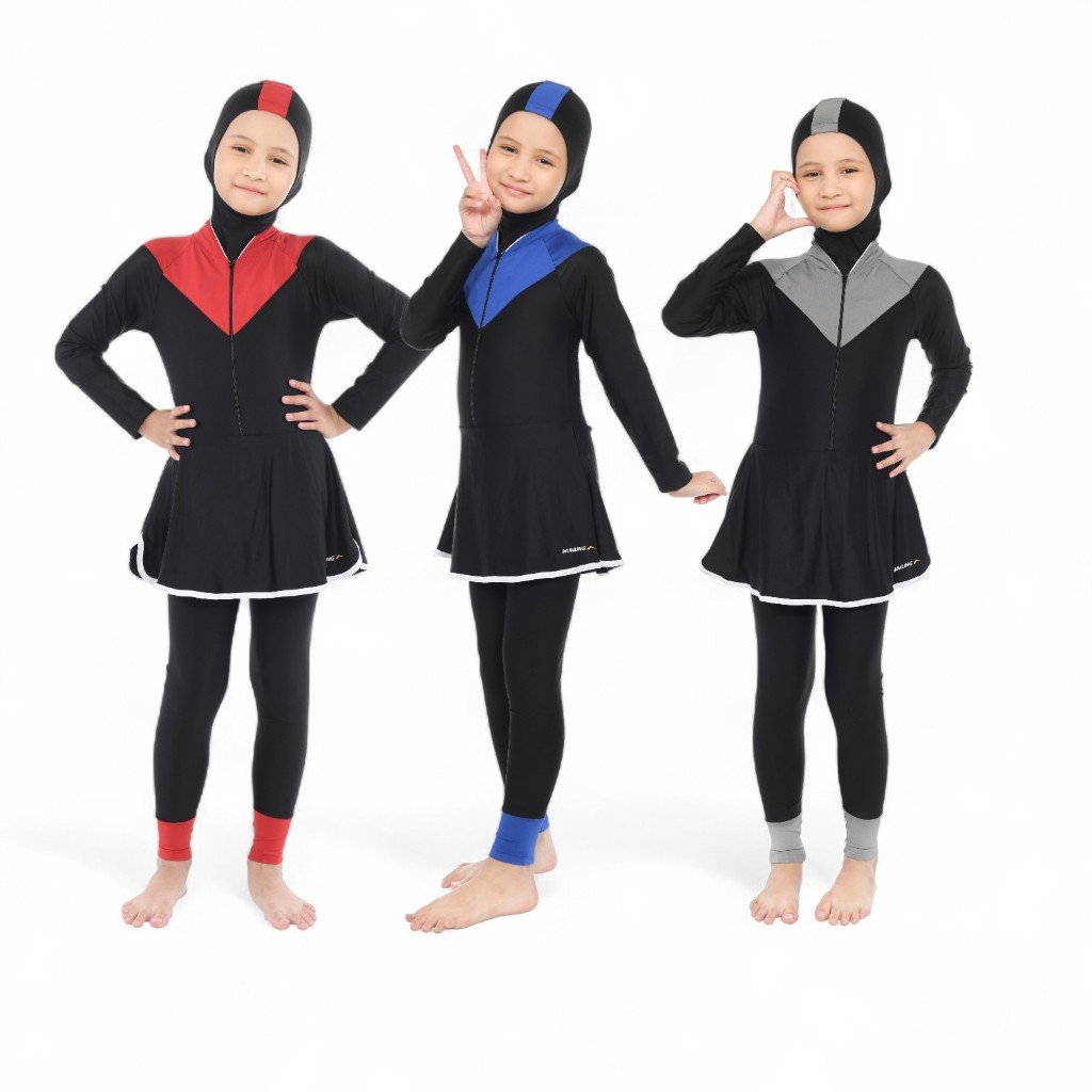 LAPE.ID Baju Renang Muslimah Anak 5-16 Tahun Baju Renang Cewek Hijab Anak Remaja
