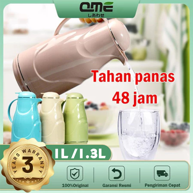 QME 1300ML TERMOS AIR PANAS BAHAN KACA LUAR PLASTIK WATER JUG 1.3 LITER BESAR