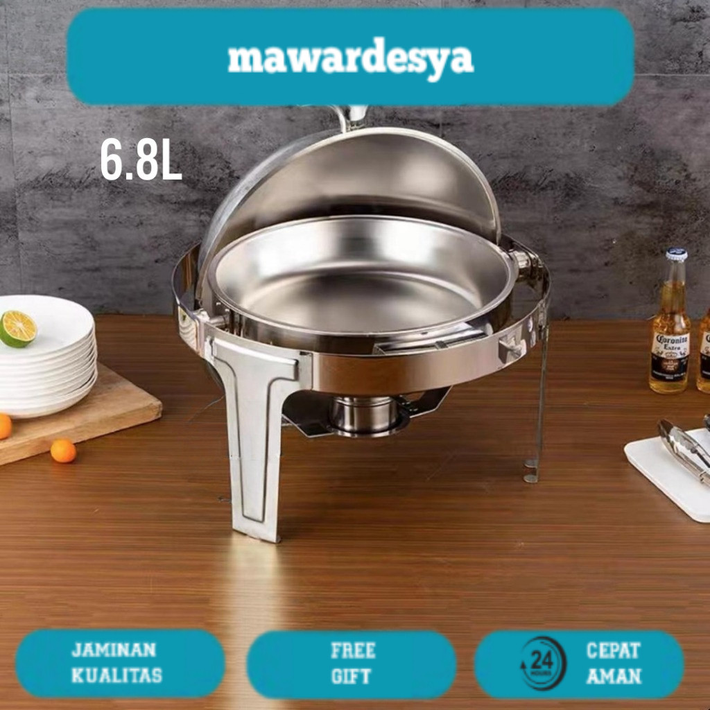 /【COD / Bayar Ditempat】RollTop Bulat Prasmanan / RollTop Segi Oval Stainlees Steel/prasmanan set sta