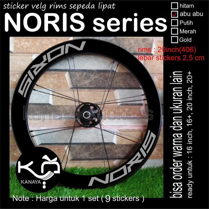 Sepeda Lipat Seli Stiker Velg Sticker Rims Decal NORIS pacific - Putih, 20inch(406) Terlaris