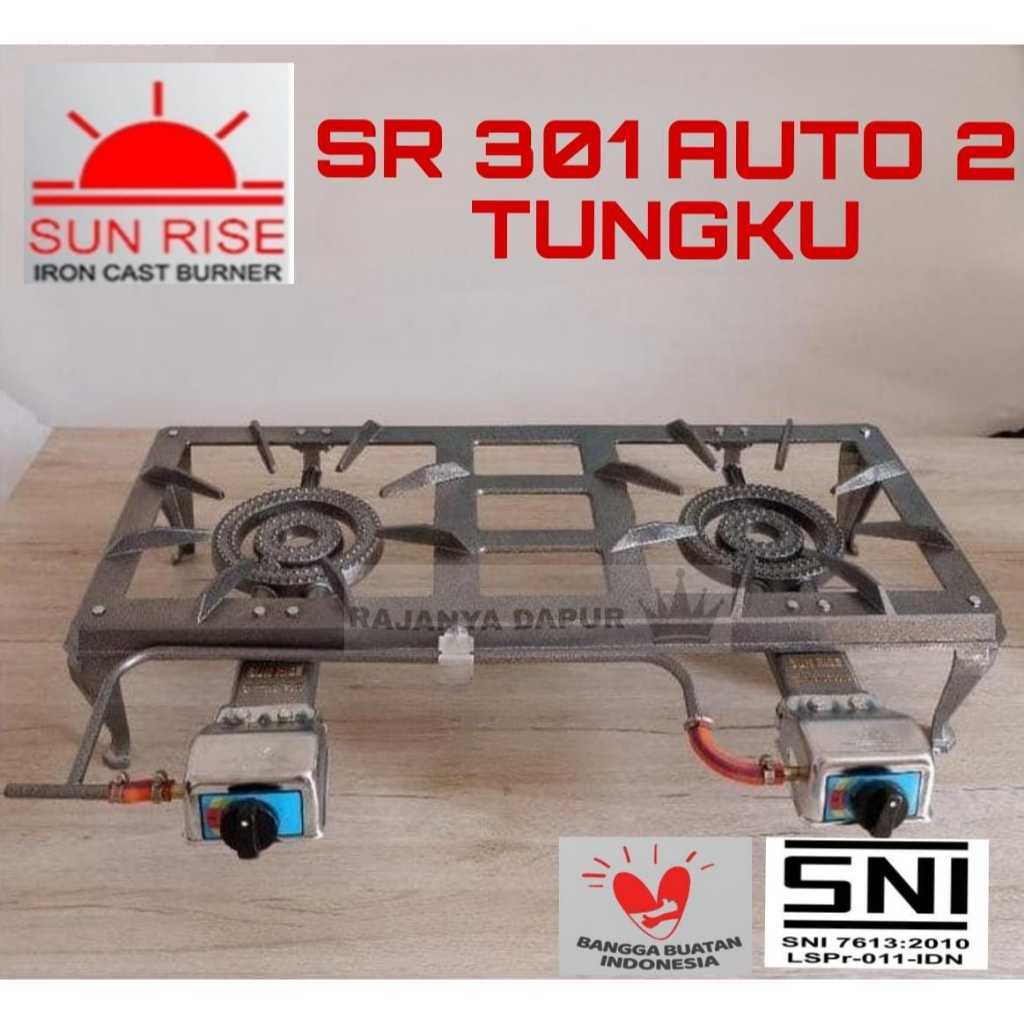 Kompor gas bodi cor sunrise sun rise tipe 301 auto 2 tungku mata SNI - kompor sunrise - 301 auto 2 m