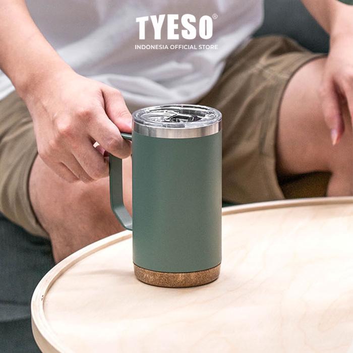 Tyeso  710ml Gelas Kopi Stainlessl Motif Kayu Anti Slip BPA FREE Tahan Panas 8 Jam Dingin 12 Jam Res