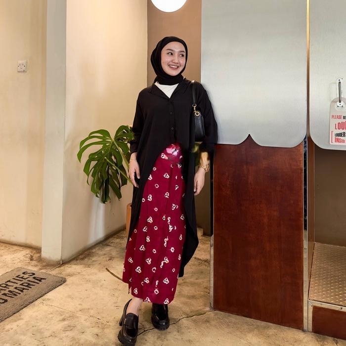 VAV - JENA BLOUSE WANITA CRINCLE / TUNIK BLOUSE WANITA -PN Fit Atasan Panjang Crinkle - SAGE GREEN