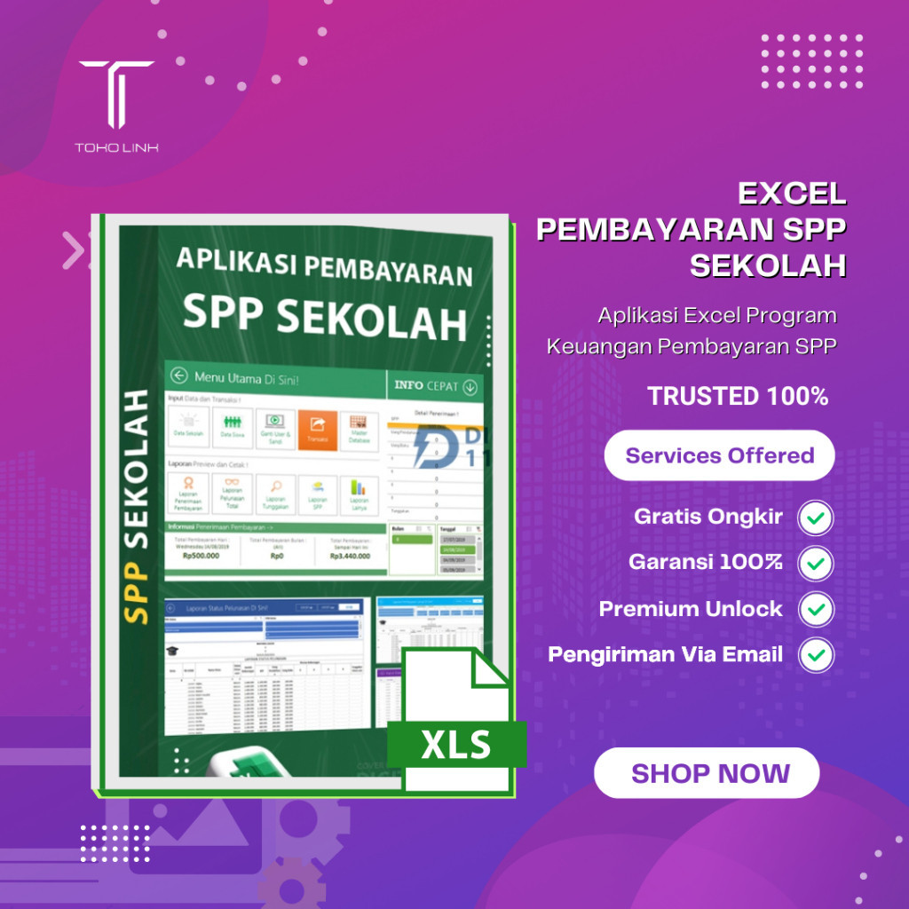 PEMBAYARAN SPP SEKOLAH - Program Excel Macro Pembayaran Sekolah -  Excel Program Keuangan Pembayaran
