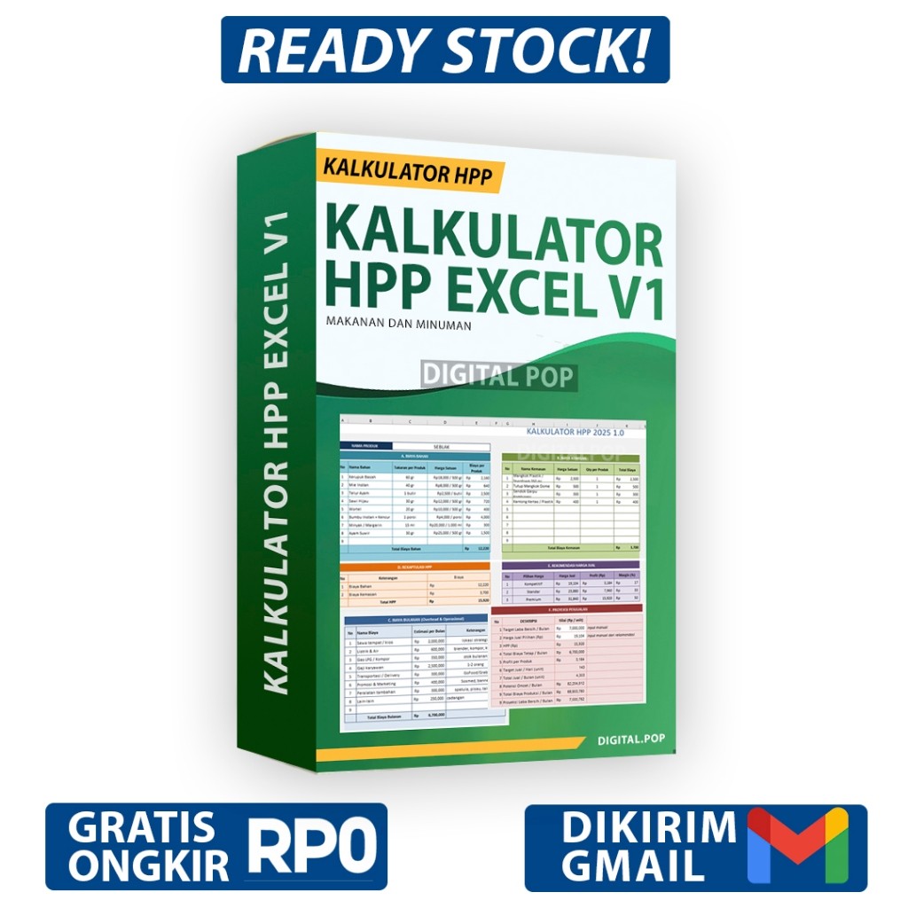 Kalkulator HPP Excel 2025 - Usaha Makanan dan Minuman - Aplikasi Excel