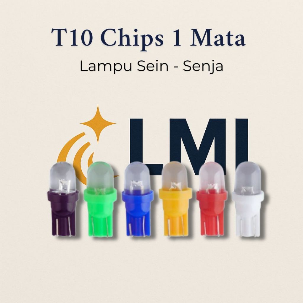 Lampu LED T10 Chips Senja Sein Sen Bohlam 1 Mata 7 Warna Warni RGB Motor Mobil