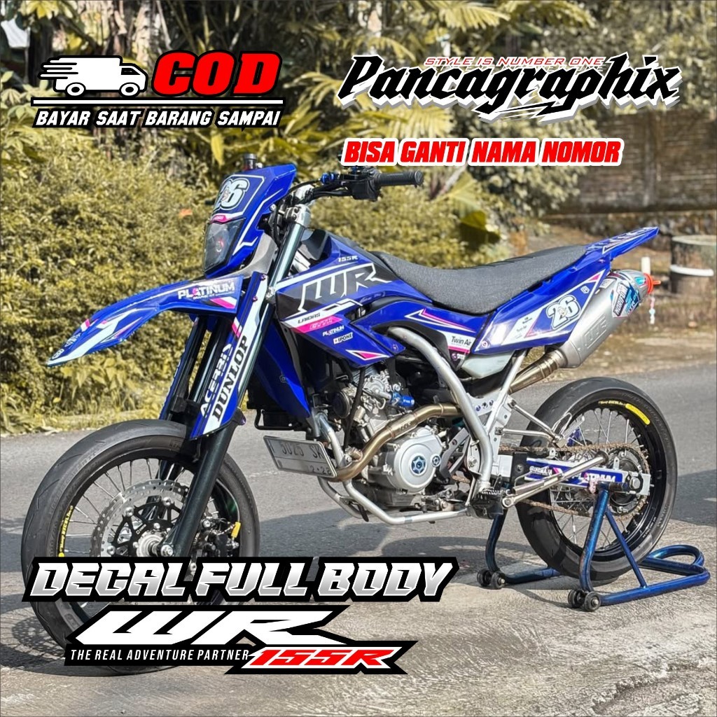 Decal Stiker WR 155 Biru Hitam Simpel Keren Motif Terbaru