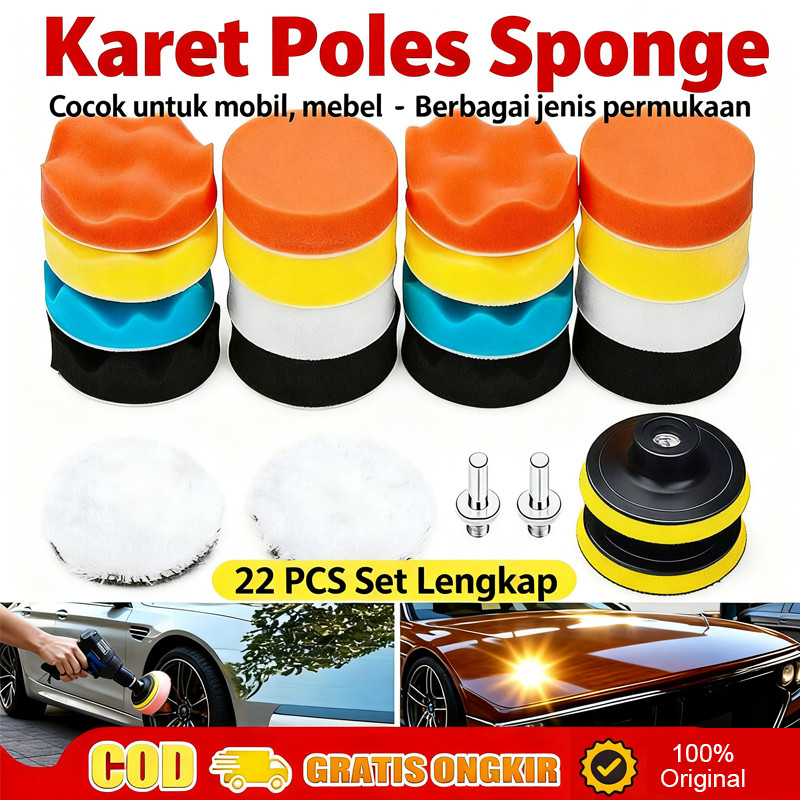 Busa Alat Poles Body Motor Mobil 7/12/22 Pcs 3 Inch 80mm Compound Wax Detailing Mengkilapkan / busa 