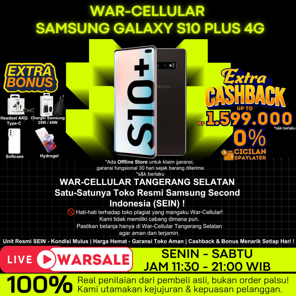 SEIN Samsung Galaxy S10 Plus / S10+ 8/128GB 8/512GB Second Fullset Resmi