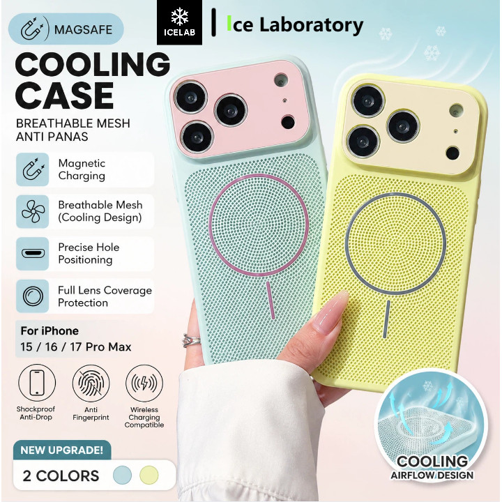 Case iPhone 15 16 17 Pro Max Magnetic Cooling Mesh Breathable Wireless Charging Shockproof Matte Ant