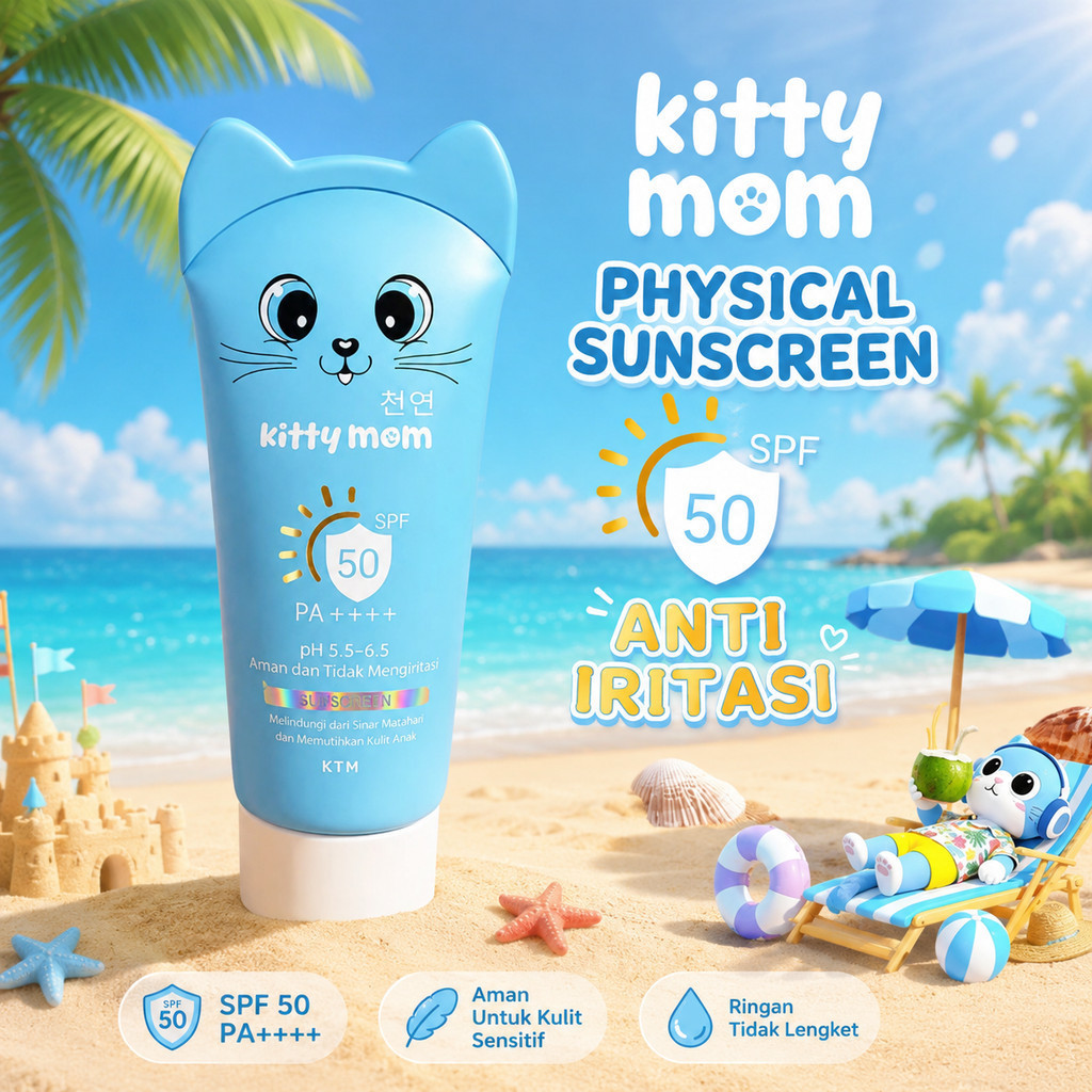 Kitty Mom Physical Sunscreen SPF 50 PA++++/Tabir Surya Bayi