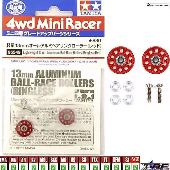 Promo TAMIYA 95549 LIGHTWEIGHT ALUMINUM BALL RACE ROLLER 13MM (RINGLESS RED) Diskon