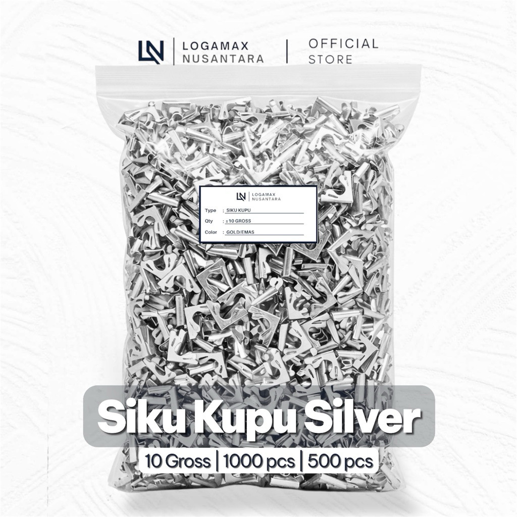 (10 GROSS / ±1.440 PCS) SIKU KUPU SILVER LOGAMAX/ SIKU KEMBANG / SIKU SUDUT BUKU / SIKU BUKU WISUDA 