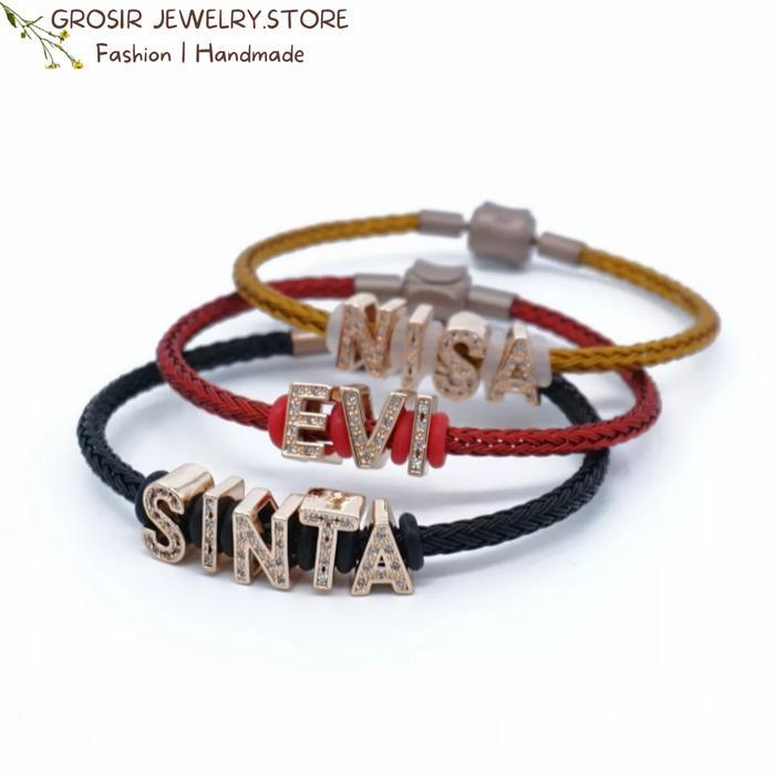 [ READY NEW ] Gelang Inisial Nama Gelang Tali Kawat Huruf Emas Xuping Huruf Kecil - Huruf saja