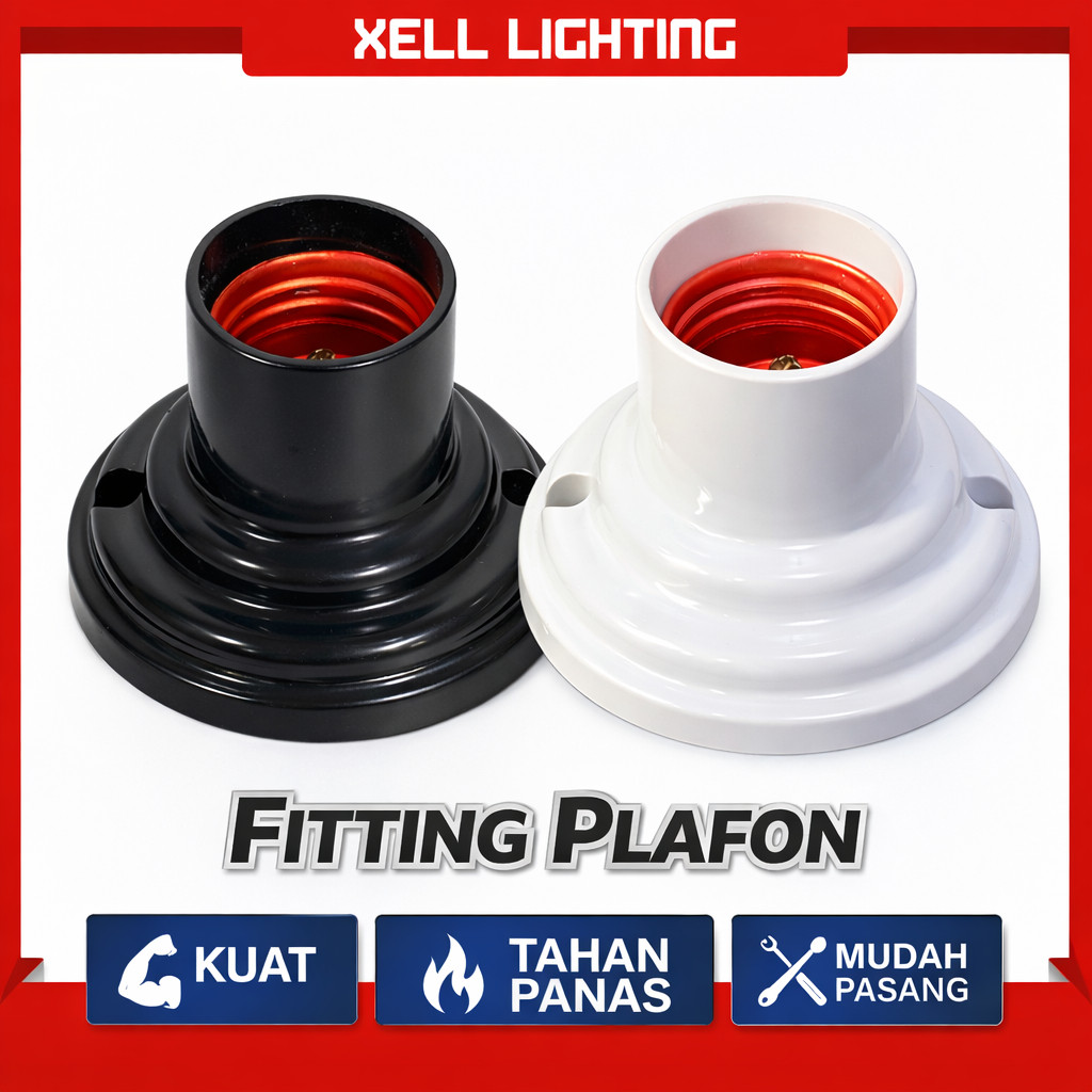 MIKAWA FITTING PLAFON BULAT E27 / FITTING LAMPU PLAFON MINIMALIS E27