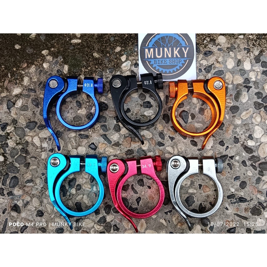 Foto Seatclamp seat clamp klem tiang sadel 31.8 34.9 untuk seatpost 27.2 30.9 & 31.8 mm quick release QR sepeda