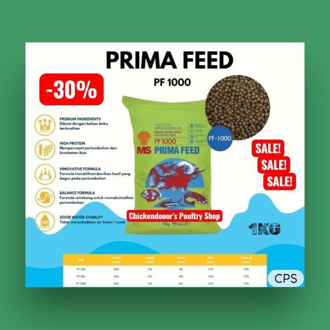 Aquaic- Prima Feed Pakan Pf 1000 Pf1000 1Kg Pelet Ikan Benih Bibit Lele Gurame Nila 1Kg Pellet 1.3-1