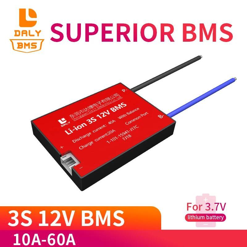 12V BMS 3S 40A Circuit Board Daly Li-ion BMS 15A 20A 30A 50A 60A 11.1V 12.6V 18650 Lithium Battery P