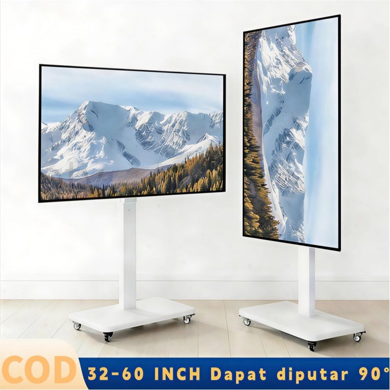 TV Bracket Standing Roda Rotate 90° Portabel Berdiri Bracket TV Standing Rotate Bracket Standing TV 