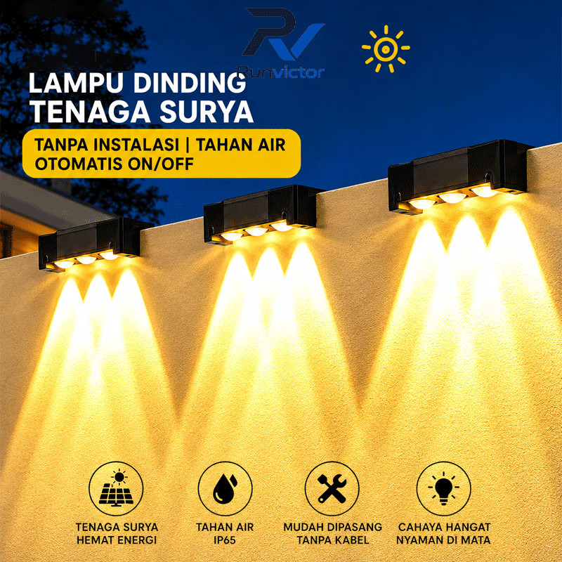 Runvictor Lampu Dinding Tenaga Surya Lampu Taman Tenaga Surya lampu taman tahan air Lampu Hias Taman
