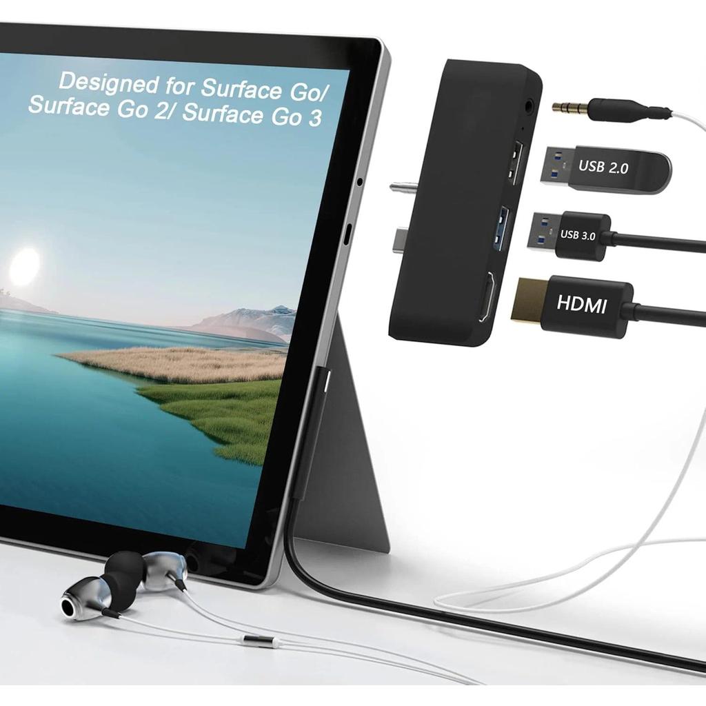 Surface Go/Go 2/Go3/Go4 Docking Station Adapter for Microsoft Surface Go Accessories with 4K HDMI+US