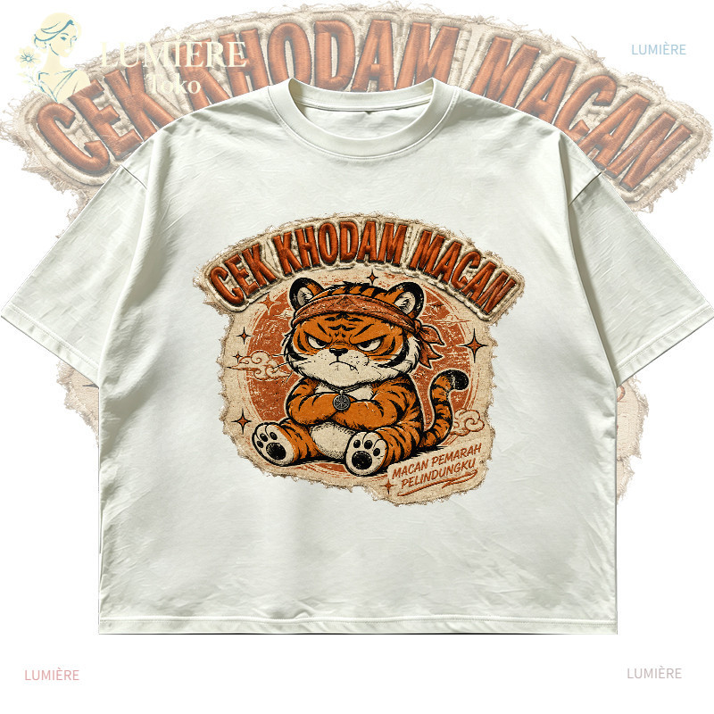 [COD]LUMIÈRE Toko|KAOS WANITA OVERSIZE BOXY CEK KHODAM MACAN MOTIF HARIMAU KARTUN ATASAN LENGAN PEND