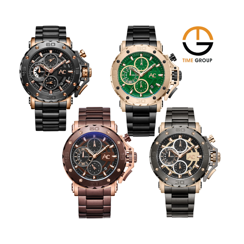JAM TANGAN PRIA ALEXANDRE CHRISTIE AC9205 AC 9205 MCB CHRONOGRAPH STAINLESS STEEL STRAP