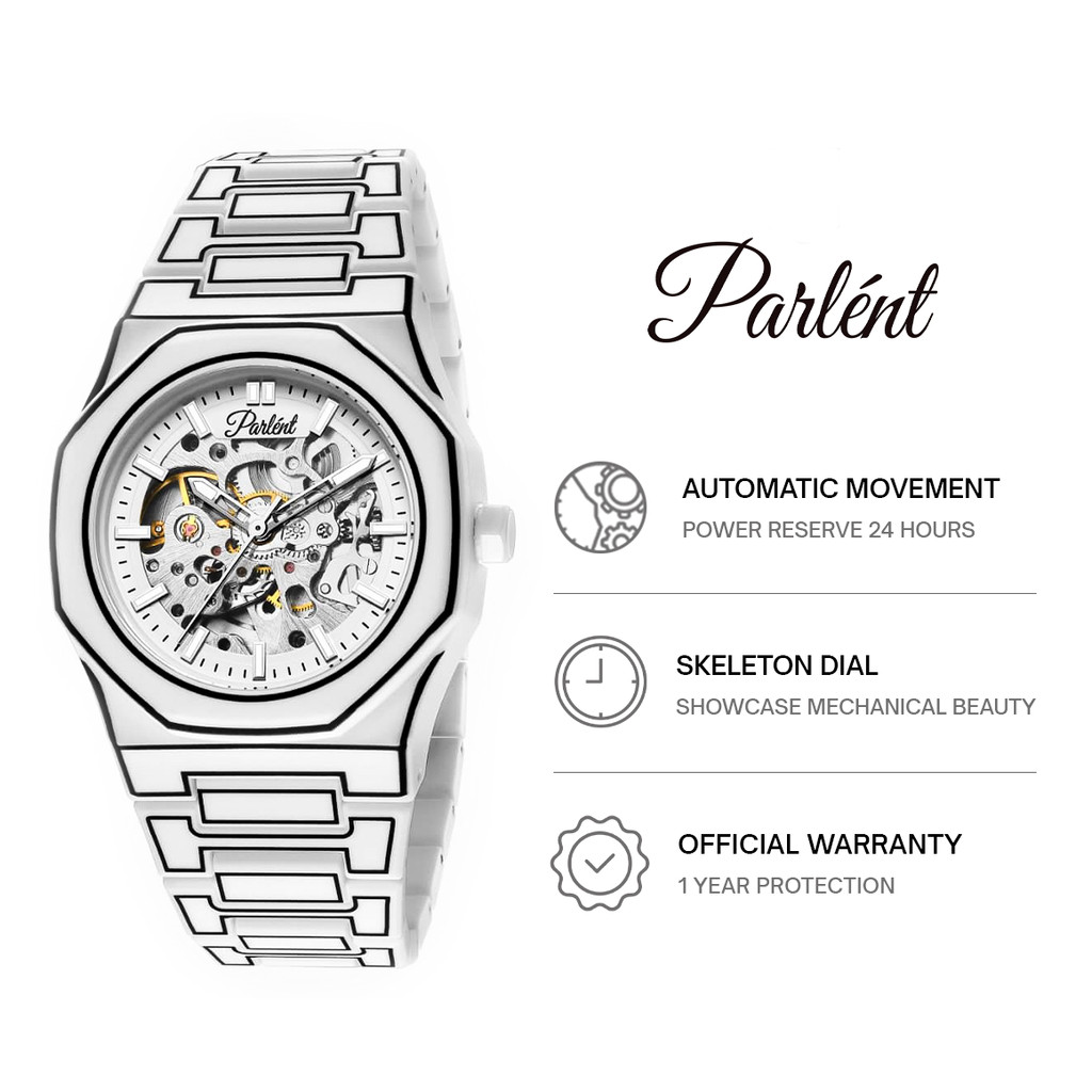 Parlent Palladium Sketch Automatic - Jam Tangan Pria 40mm, Automatic Movement, Waterproof 3ATM (30M)