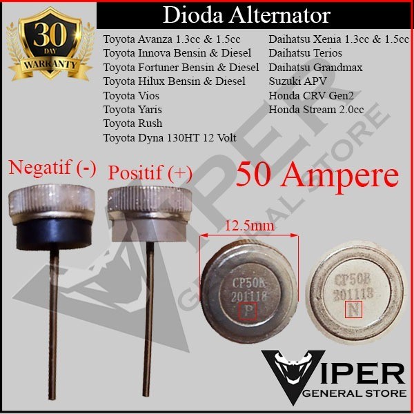Dioda Dinamo 50A Silikon Alternator Universal Toyota Vios Avanza