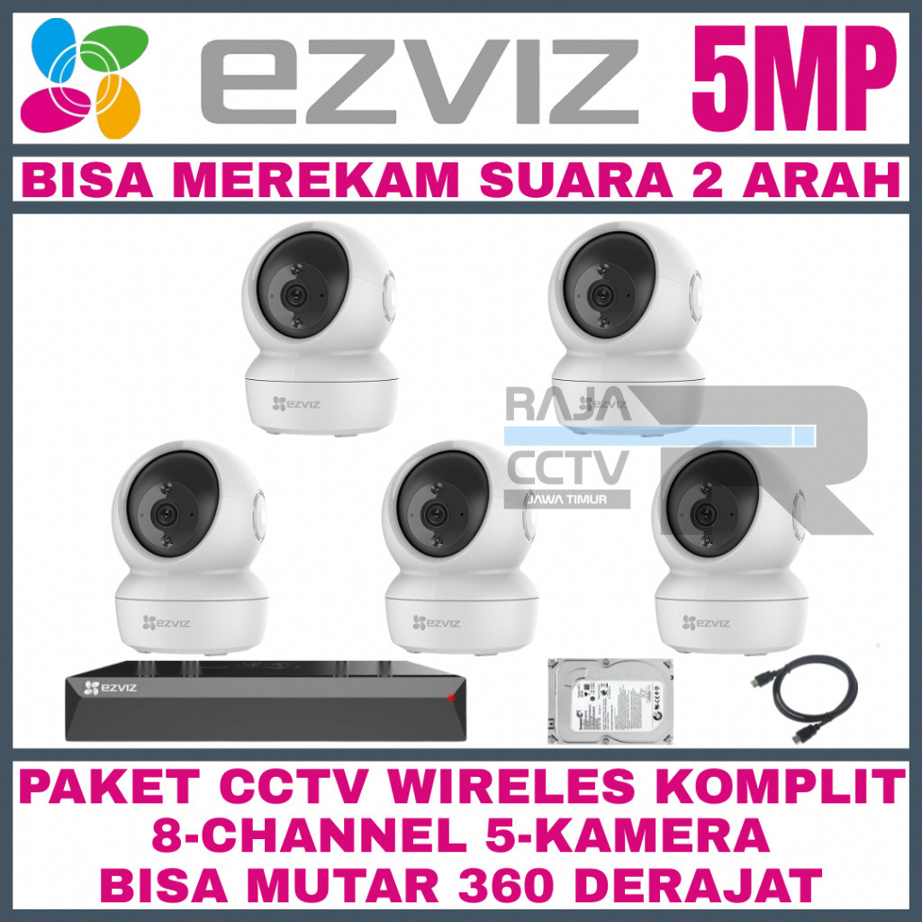 Paket CCTV EZVIZ 5MP 8 Channel 5 Kamera Wireless