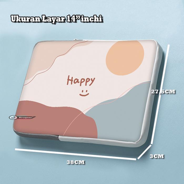 Sarung Laptop Sleeve Case Laptop Waterproof 12 13 14 15 16 Inch Smile - 14 - 14.6 Inch