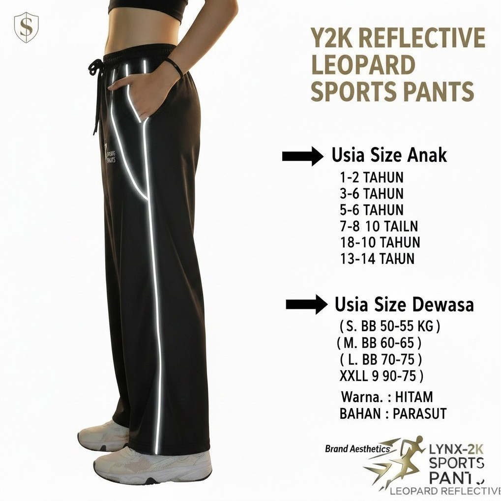 PANTS- Sweatpants anak Y2K leopard hitam ada kantong -ghj -S