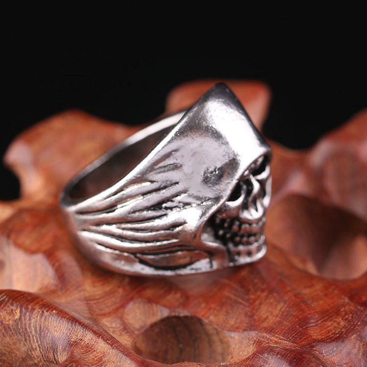 Cincin Reaper Stainless Steel, Cincin Vintage, Cincin Tengkorak Pria