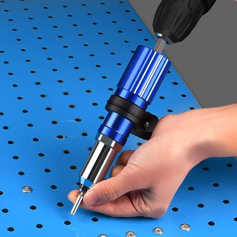 Electric Rivet Drill Adapter 2.4mm-4.8mm Rivet Nut Drill Adapter Cordless Riveting Tool Insert Nut P