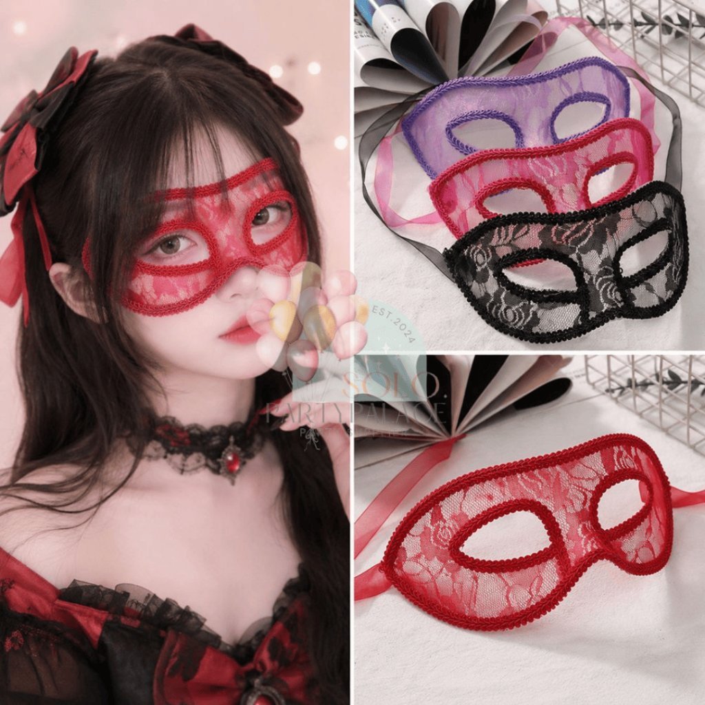 TOPENG PARTY MASK WANITA TOPENG PESTA BULU TOPENG RENDA BROKAT PREMIUM TOPENG LACE MEWAH AKSESORIES 