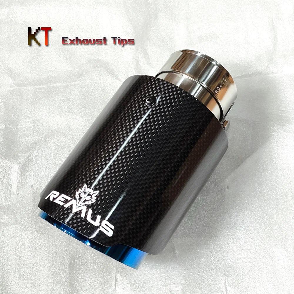 1PCS Remus Cars Accessories Glossy Carbon Fiber Exhaust Tip Tailpipe Muffler Tip Auto Tools for Univ