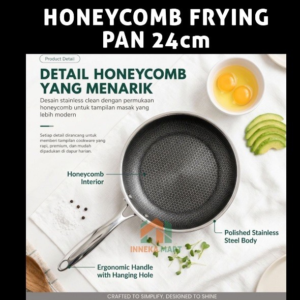 HoneyComb Steel Frying Pan 24cm - Wajan